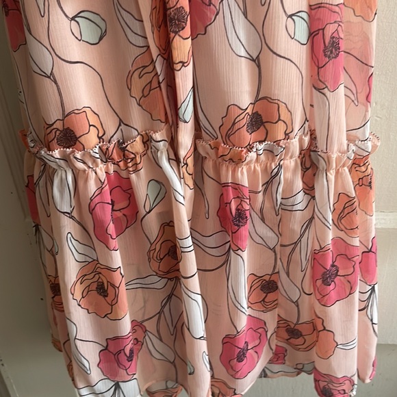 Floral midi dress- shades of peach and pink - Picture 3 of 4